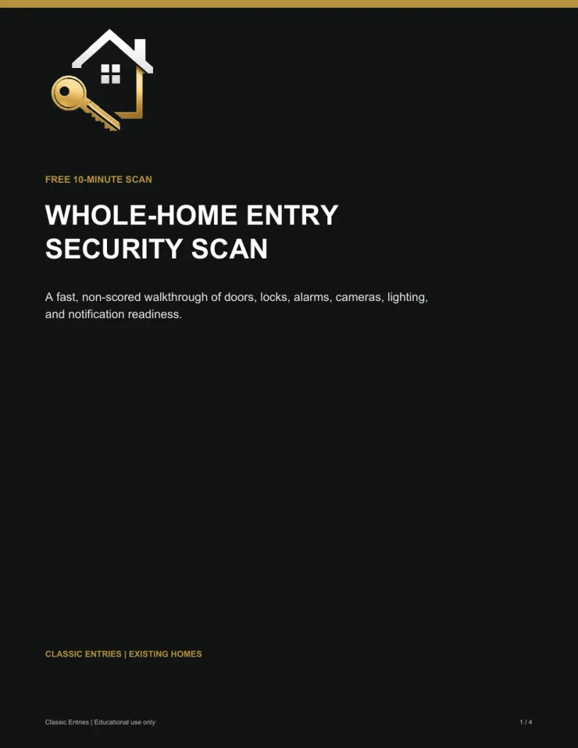 Classic Entries 10-Minute Whole-Home Entry Security Scan cover