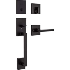 Kwikset San Clemente handleset with Halifax lever — Matte Black